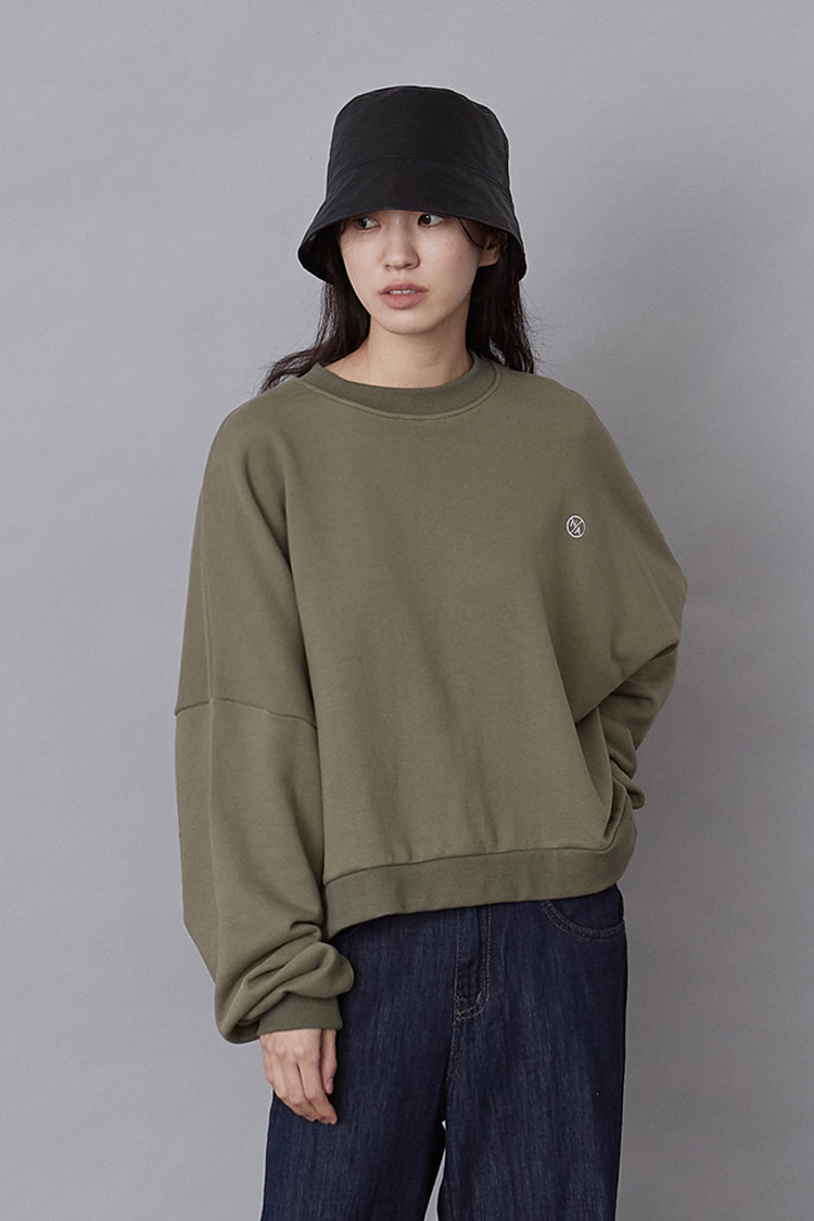 NOI112 overfit crop sweatshirts (khaki)