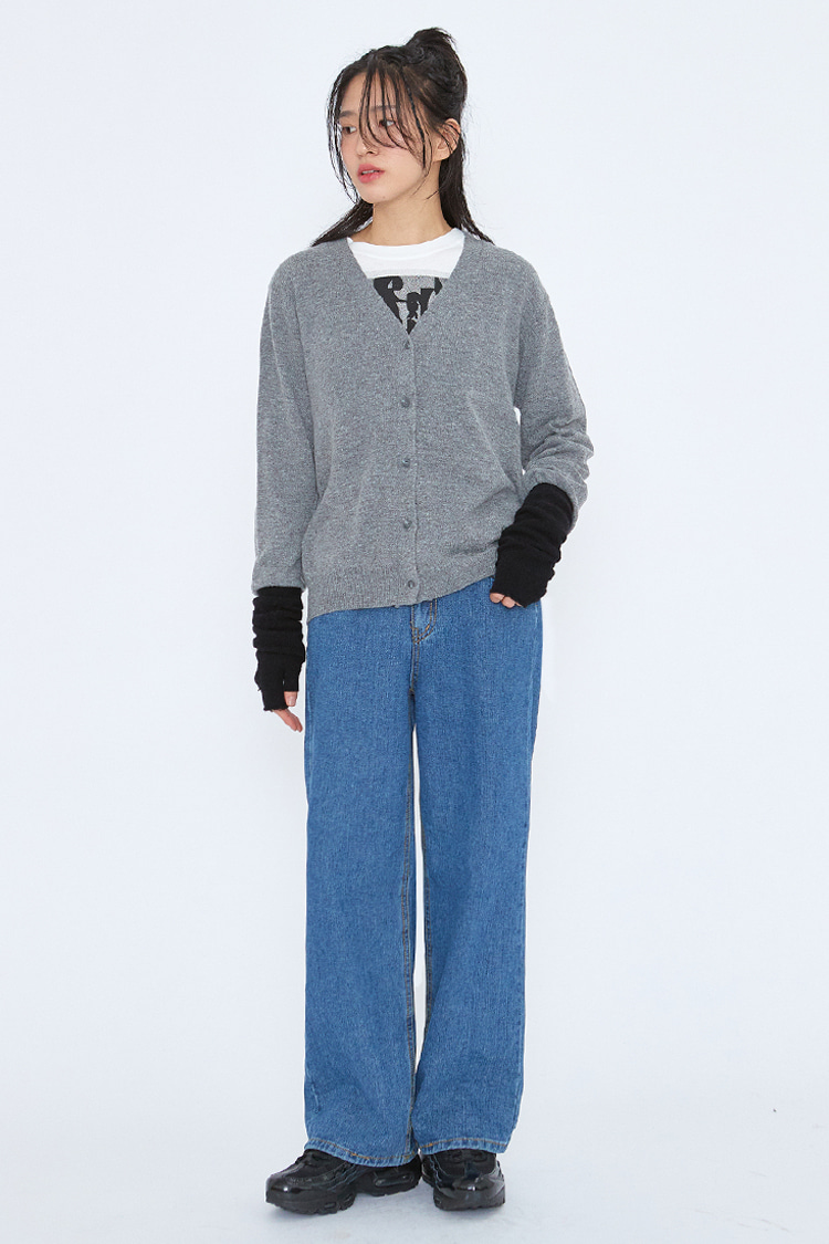 NOI213 [napping] straight loose fit denim pants (blue)