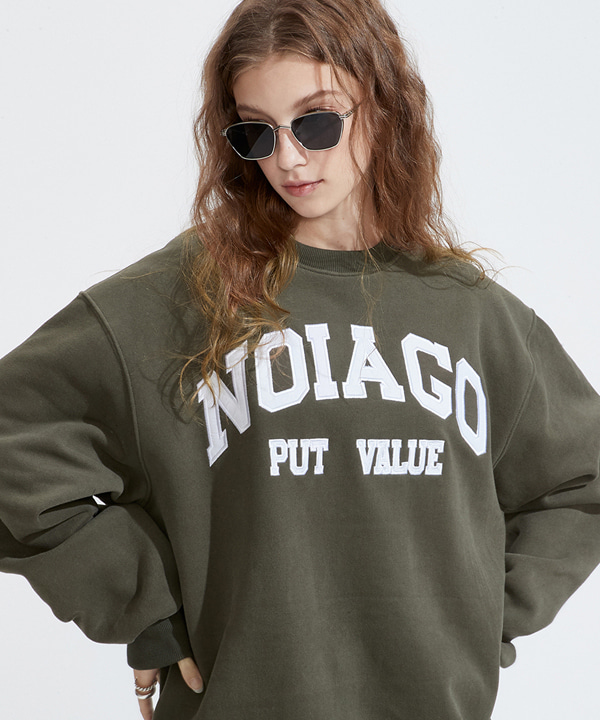 [napping] NOI516 applique sweatshirts (khaki)