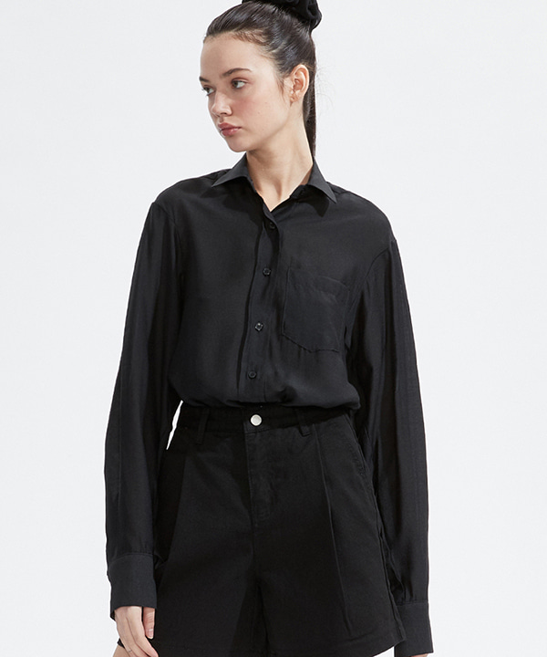 NOI622 loose fit modal shirts (black)