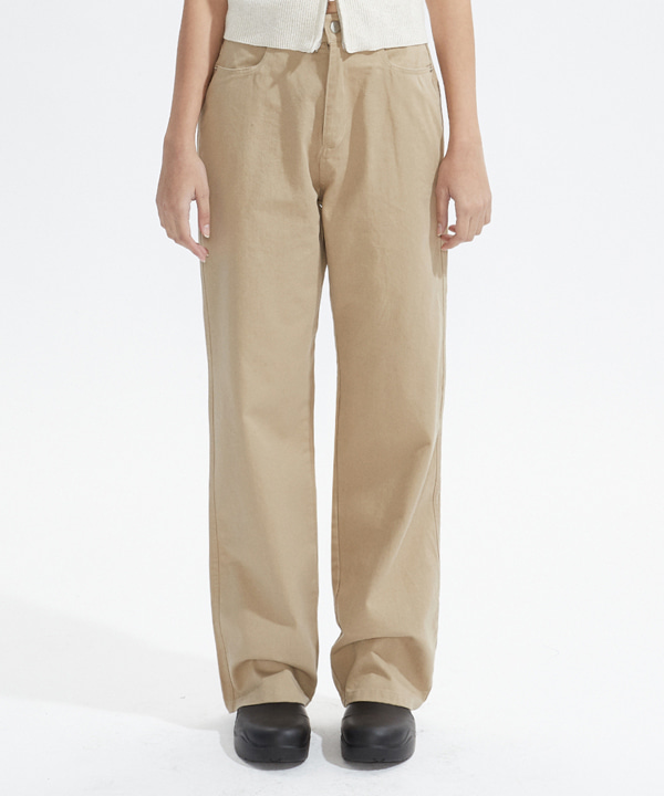 NOI649 easy cotton pants (beige)