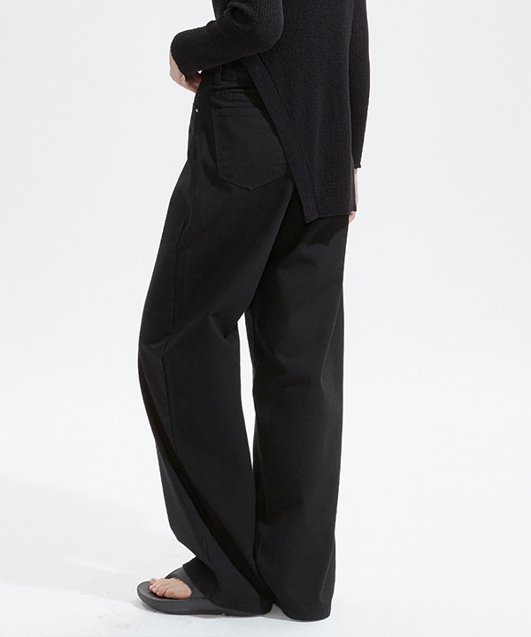 NOI609 heavy wide denim pants (black)