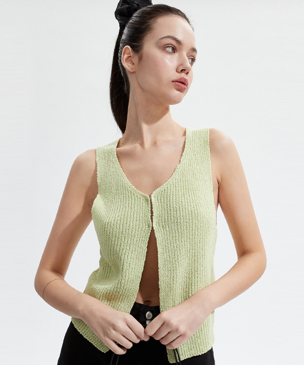 NOI661 hook knit vest (green)
