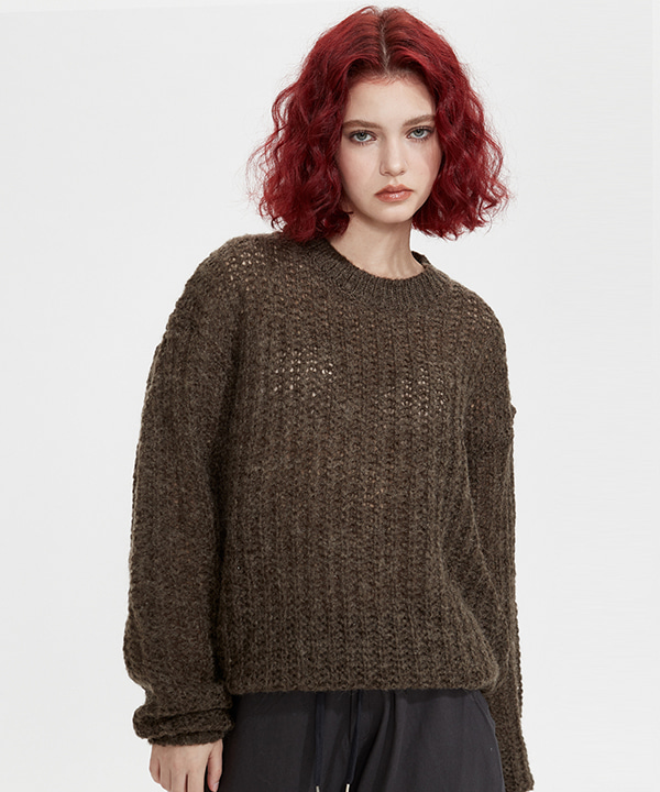 NOI729 wool blend overfit knit (cocoa)