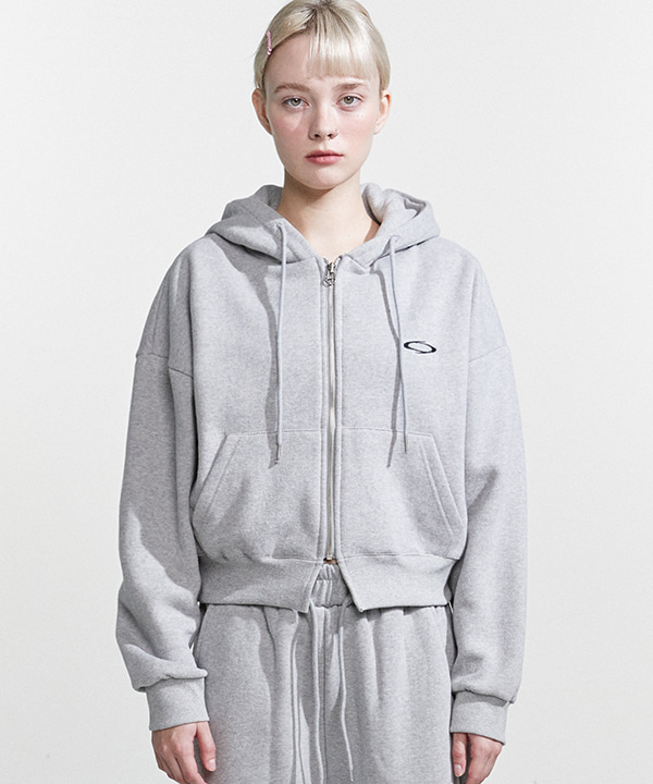 NOI768 short hoodie zip up (gray)