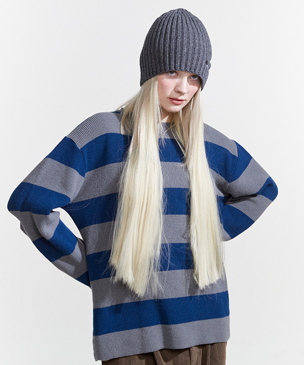NOI771 essential stripe knit (navy)
