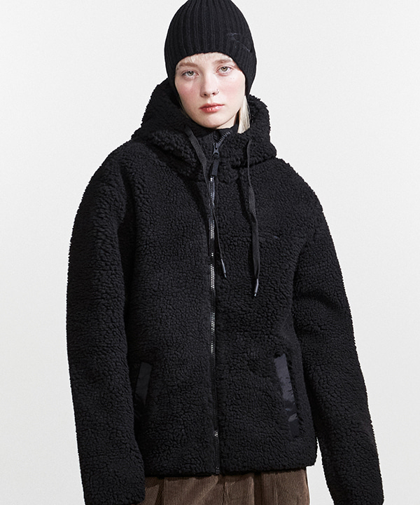 NOI814 fleece hoodie zip up (black)