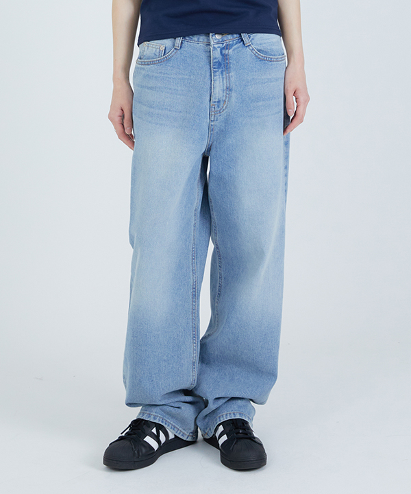 NOI877 basic washed denim pants (light blue)