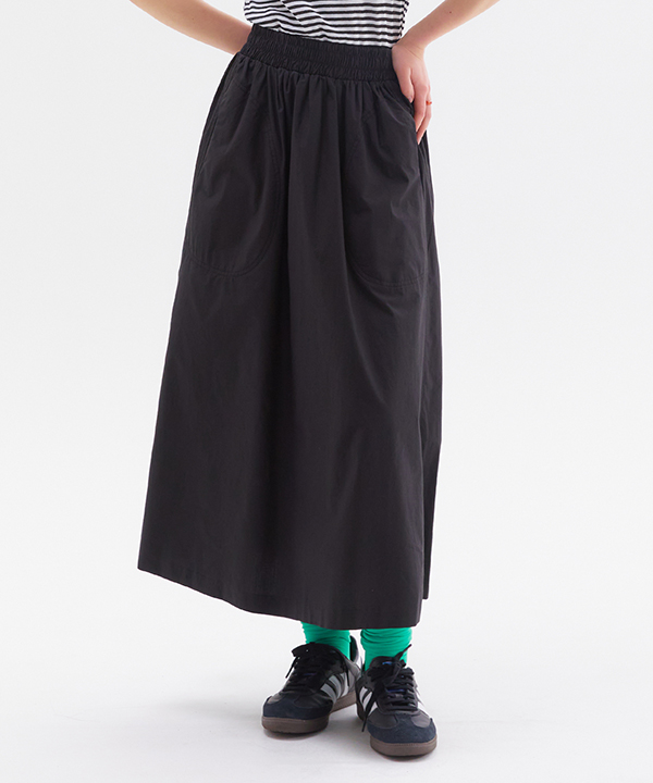 NOI952 cotton banding long skirt (black)