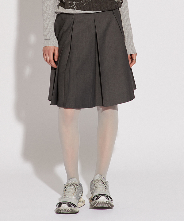 NOI1000 double pintuck skirt (charcoal)