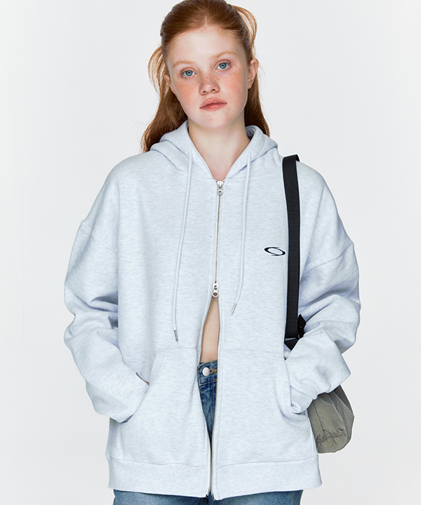 NOI1055 napping logo hoodie zip up (ivory)