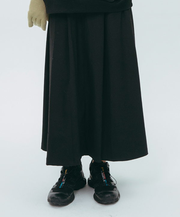NOI1102 pintuck banding long skirt (black)