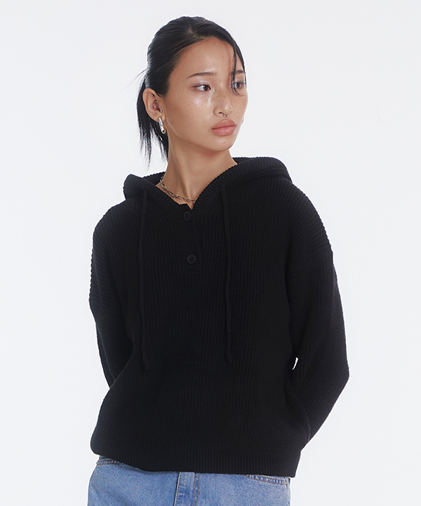 NOI1157 soft hoodie knit (black)