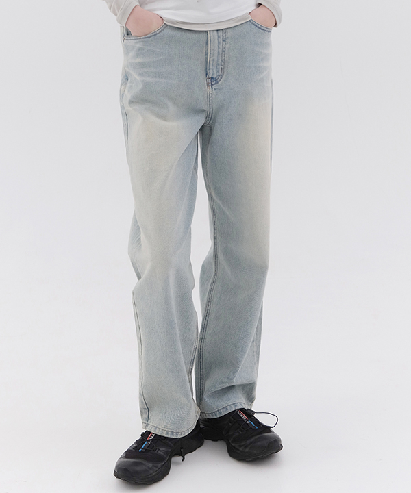NOI1192 brushed wide denim pants (light blue)