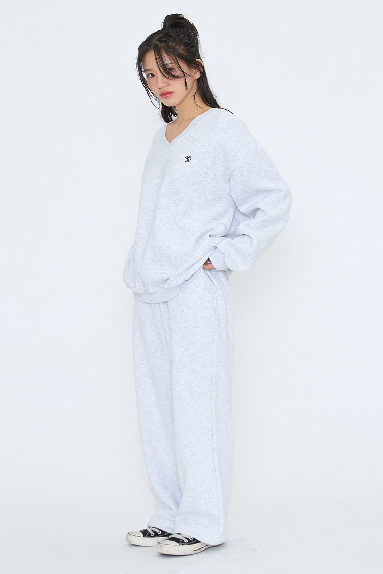 NOI227 [napping] long wide sweatpants (ivory)