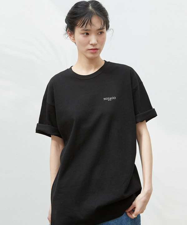 NOI352 오버핏 슬릿 티셔츠 (블랙)