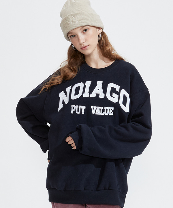 [napping] NOI517 applique sweatshirts (navy)