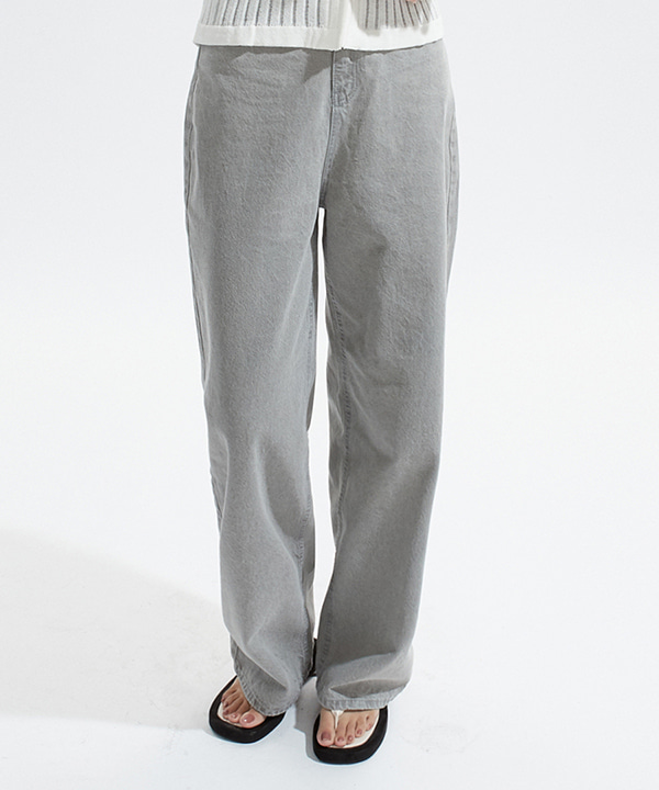 NOI611 heavy wide denim pants (light gray)