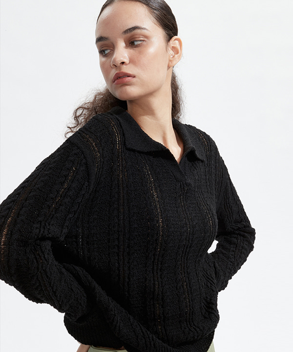 NOI630 scach collar knit (black)