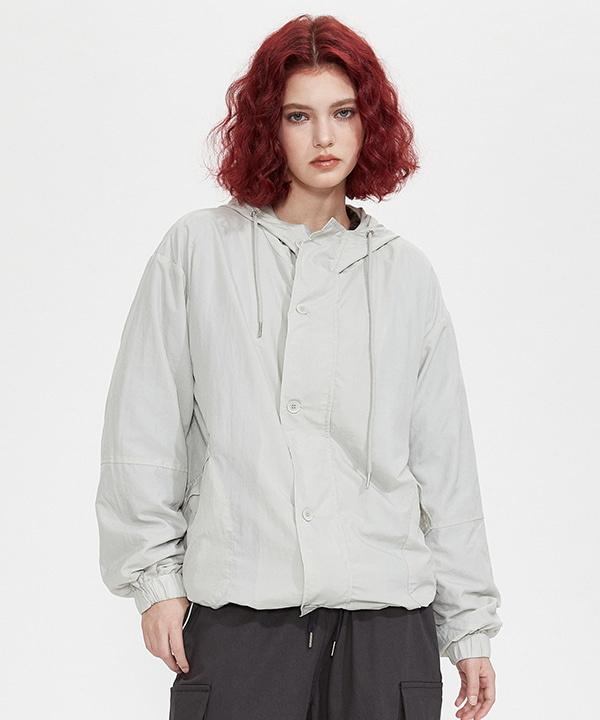 NOI739 nylon hoodie jacket (light gray)