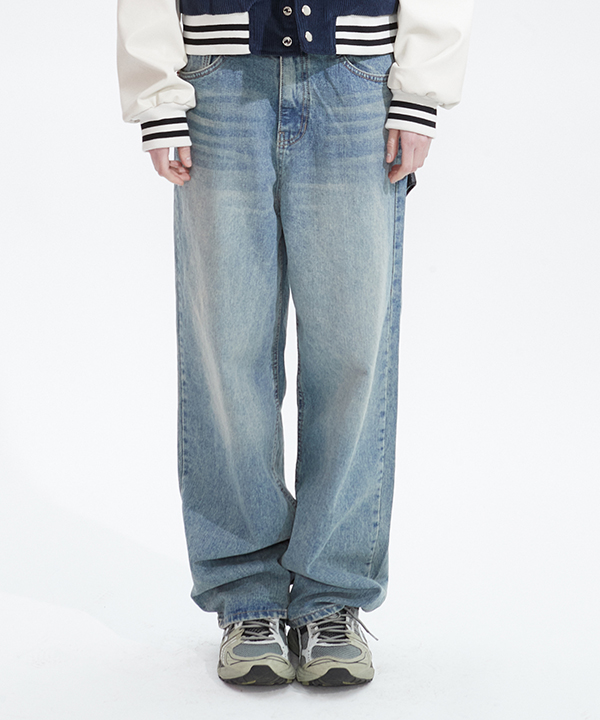 NOI816 minimal wide denim pants (light blue)