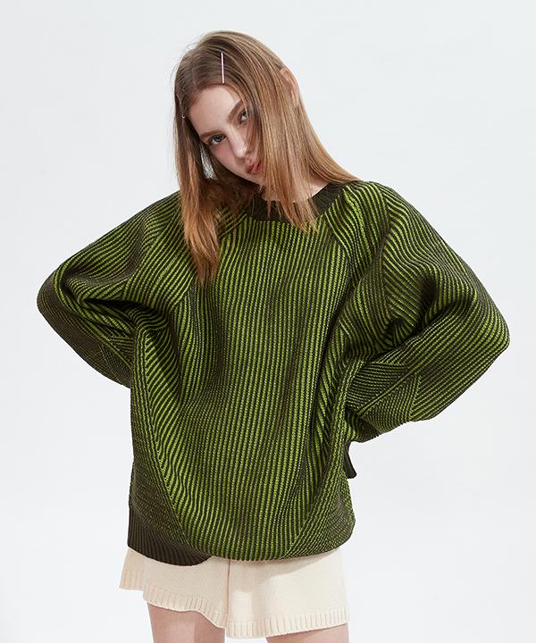 NOI835 twotone round knit (green)