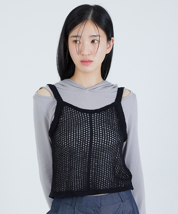 NOI875 punching knit sleeveless (black)