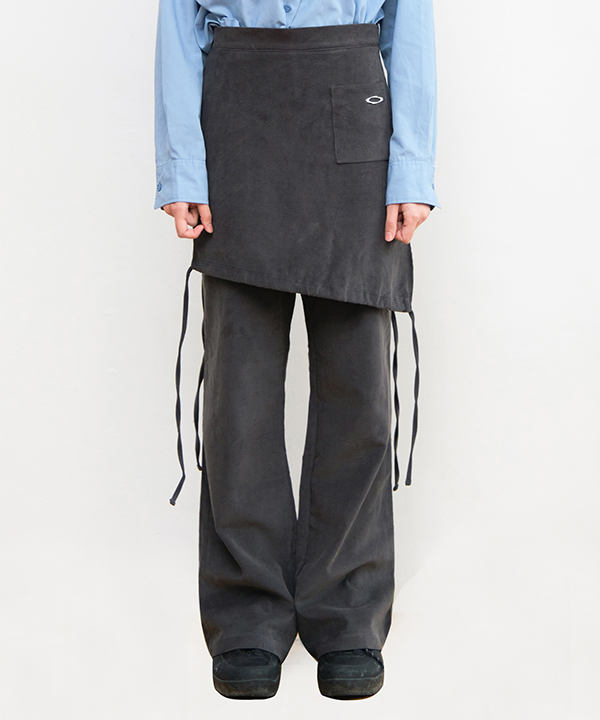 NOI1092 layered corduroy pants (charcoal)