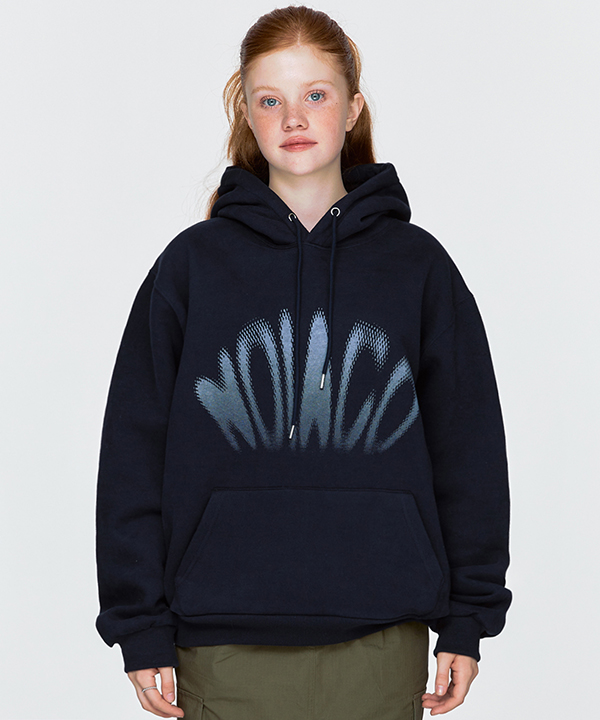 NOI1054 napping gradation lettering hoodie (navy)