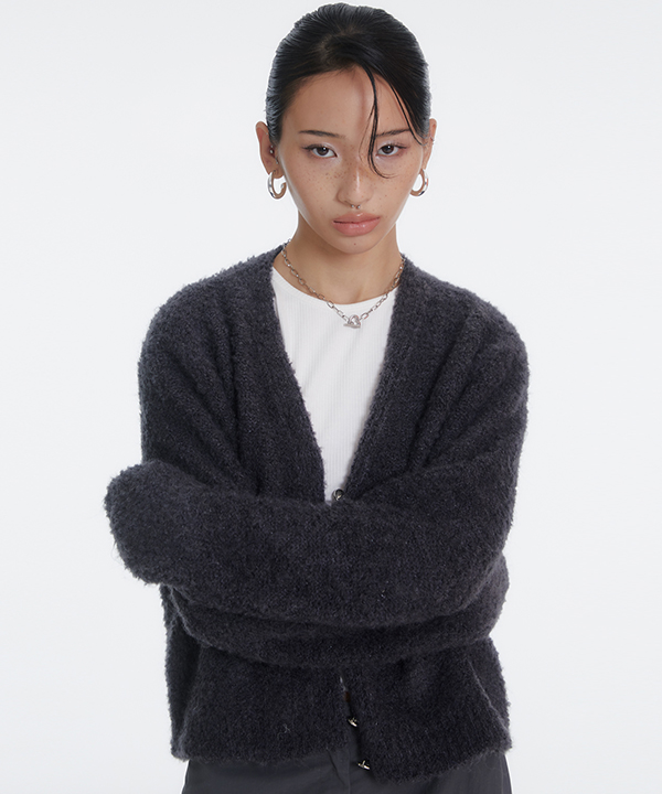 NOI1163 soft wool knit cardigan (black)