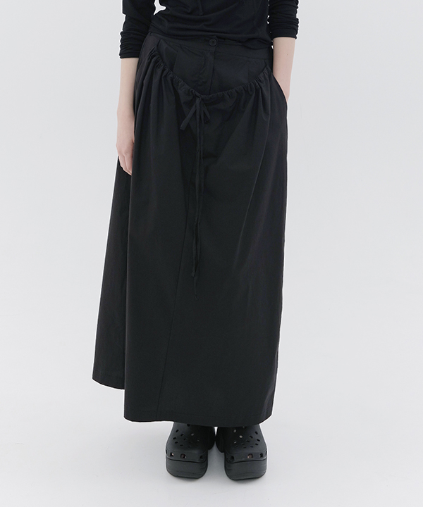 NOI1191 multi layered long skirt (black)